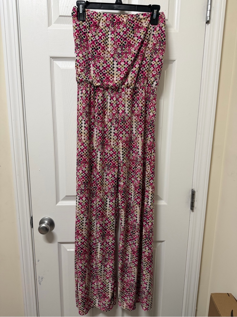 Just Love Strapless Pink Multi-Print Full-length Jumpsuit